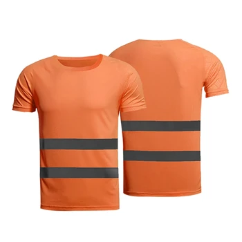 Лятна флуоресцентно жълто-оранжева тениска за бягане с висока видимост, лятна дишаща работна риза, тениска светоотражающая