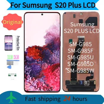 100% Оригинален AMOLED Дисплей За Samsung Galaxy S20 PLUS LCD G9850 G985F С Рамка Сензорен Екран Дигитайзер възли За S20 + LCD