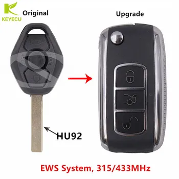 KEYECU Смяна на Актуализации на Дистанционното на Колата Флип Ключ 315 Mhz/433 Mhz HU92 Нож за BMW EWS Система за X3 X5, Z3 Z4 1/3/5/7 Серия