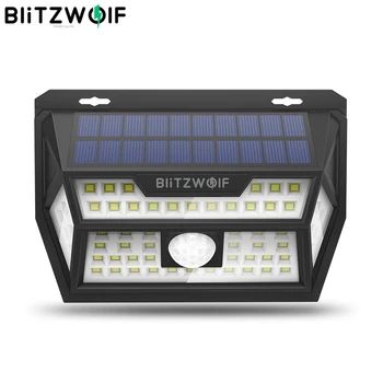 Blitzwolf BW-OLT1 Smart PIR Датчик за Движение, Управление на Слънчева Енергия 62 Led Монтиране на Лампа Лампа Водоустойчив за Външна Градина Пътека на Двора