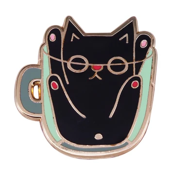 Чаша котешки икона kawaii flair пин забавен подарък за любителите на чай и кафе